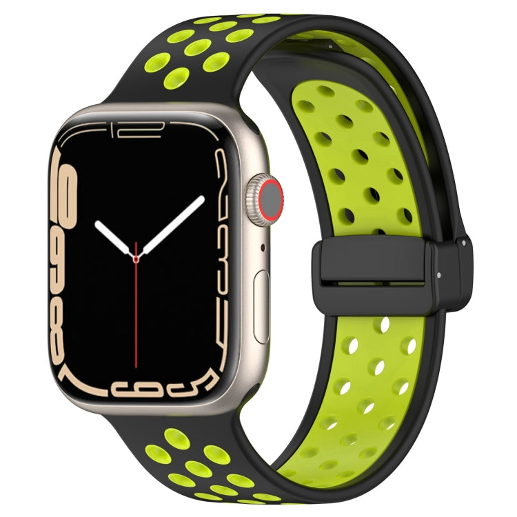 For Apple Watch SE 44mm Magnetic Buckle Silicone Watch Band(Black Limes) - Watch Bands by PMC Jewellery | Online Shopping South Africa | PMC Jewellery