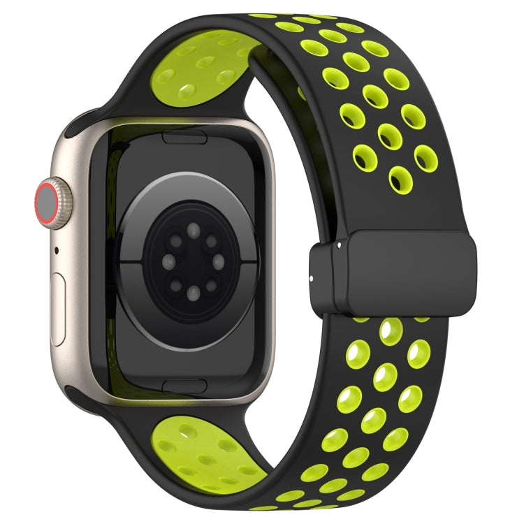 For Apple Watch 6 40mm Magnetic Buckle Silicone Watch Band(Black Limes) - Watch Bands by PMC Jewellery | Online Shopping South Africa | PMC Jewellery