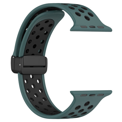 For Apple Watch 5 44mm Magnetic Buckle Silicone Watch Band(Olive Black) - Watch Bands by PMC Jewellery | Online Shopping South Africa | PMC Jewellery