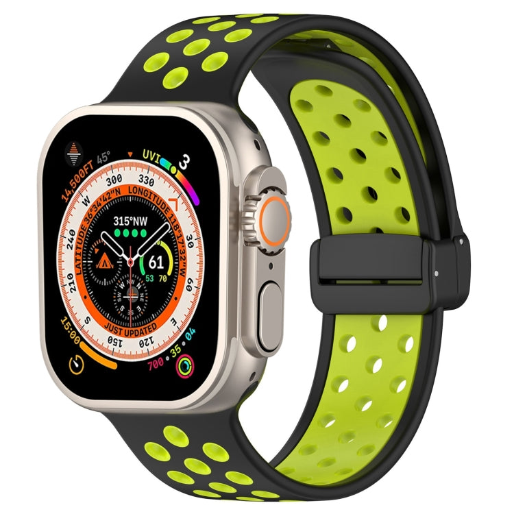 For Apple Watch SE 2023 44mm Magnetic Buckle Silicone Watch Band(Black Limes) - Watch Bands by PMC TechLife | Online Shopping South Africa | PMC TechLife