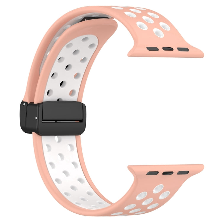 For Apple Watch Series 9 41mm Magnetic Buckle Silicone Watch Band(Pink White) - Watch Bands by PMC TechLife | Online Shopping South Africa | PMC TechLife