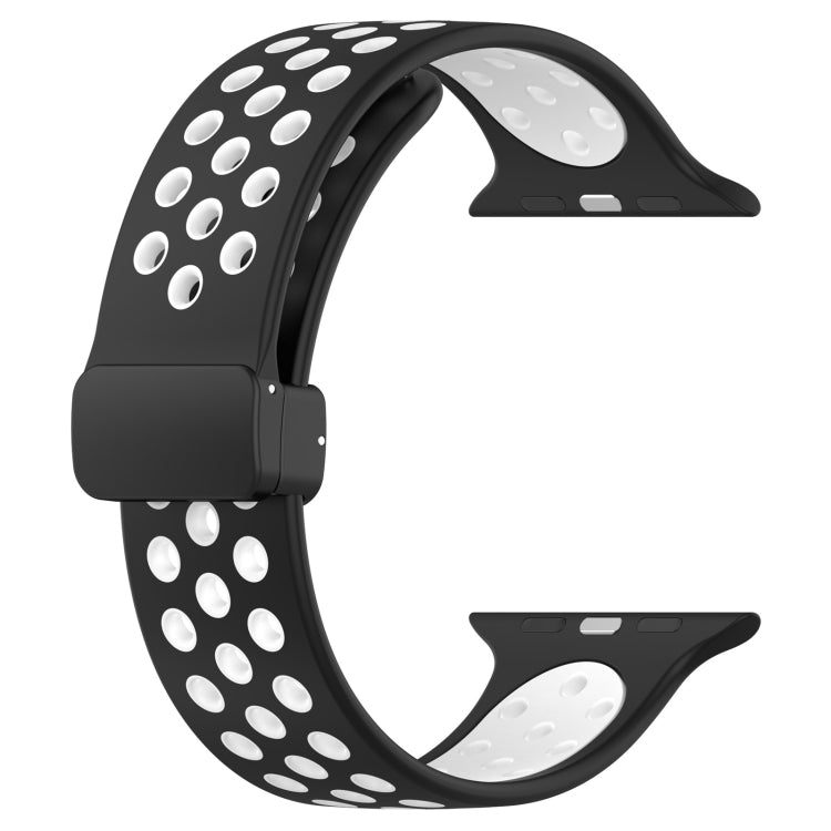 For Apple Watch Series 9 41mm Magnetic Buckle Silicone Watch Band(Black White) - Watch Bands by PMC TechLife | Online Shopping South Africa | PMC TechLife