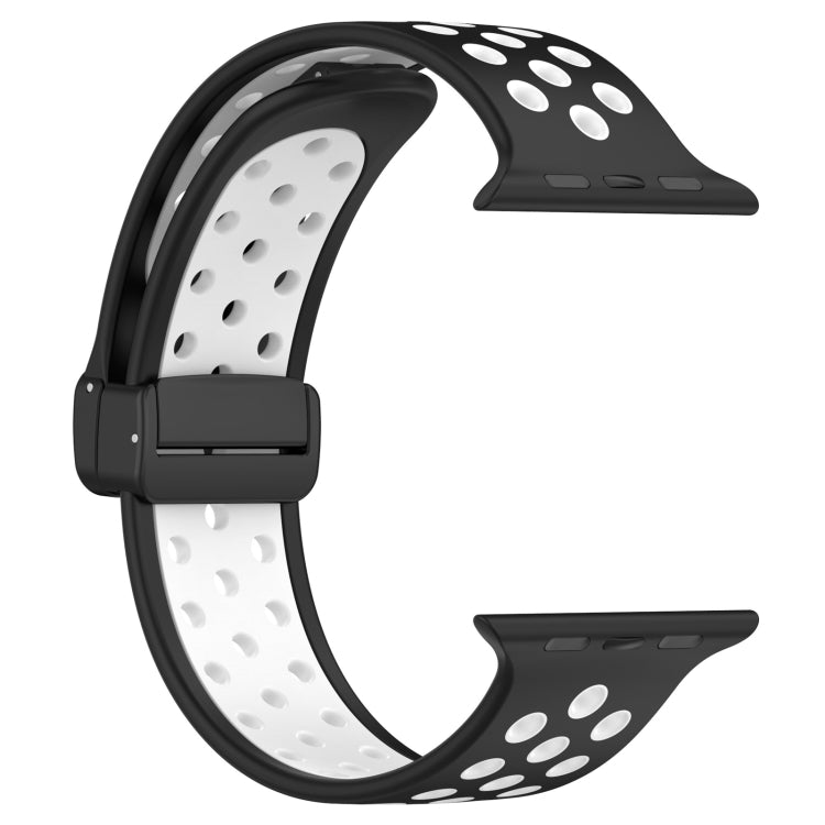 For Apple Watch Series 9 41mm Magnetic Buckle Silicone Watch Band(Black White) - Watch Bands by PMC TechLife | Online Shopping South Africa | PMC TechLife