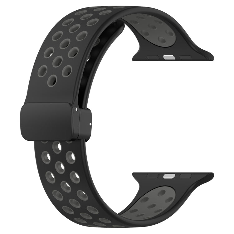For Apple Watch Series 9 41mm Magnetic Buckle Silicone Watch Band(Black Grey) - Watch Bands by PMC TechLife | Online Shopping South Africa | PMC TechLife