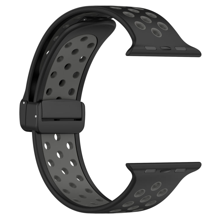 For Apple Watch Series 9 41mm Magnetic Buckle Silicone Watch Band(Black Grey) - Watch Bands by PMC TechLife | Online Shopping South Africa | PMC TechLife