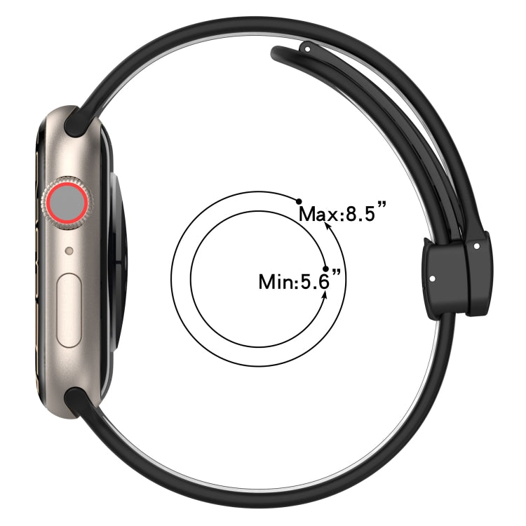 For Apple Watch 2 42mm Magnetic Buckle Silicone Watch Band(Black White) - Watch Bands by PMC Jewellery | Online Shopping South Africa | PMC Jewellery