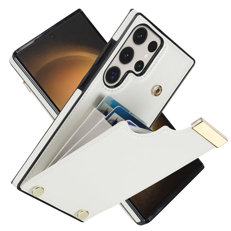 For Samsung Galaxy S23 Ultra 5G Metal Buckle Card Slots Phone Case(White) - free shipping - PMC TechLife - Order now!