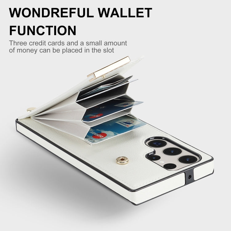For Samsung Galaxy S23 Ultra 5G Metal Buckle Card Slots Phone Case(White) - free shipping - PMC TechLife - Order now!