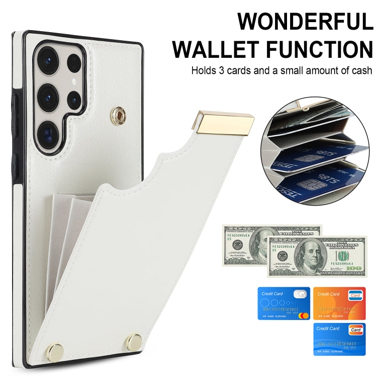 For Samsung Galaxy S23 Ultra 5G Metal Buckle Card Slots Phone Case(White) - free shipping - PMC TechLife - Order now!