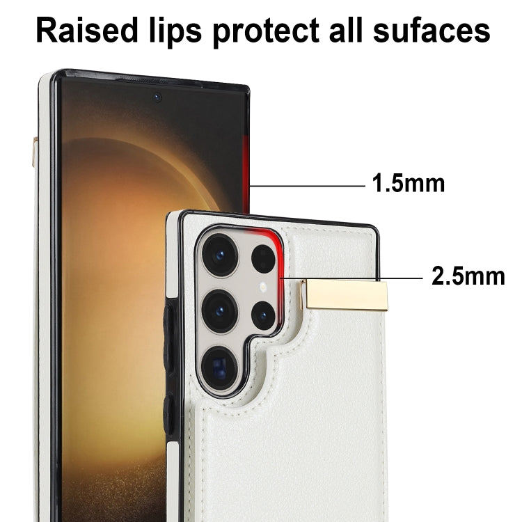 For Samsung Galaxy S23 Ultra 5G Metal Buckle Card Slots Phone Case(White) - free shipping - PMC TechLife - Order now!