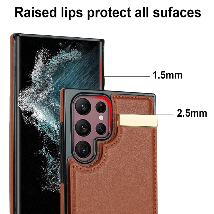For Samsung Galaxy S22 Ultra 5G Metal Buckle Card Slots Phone Case(Brown) - free shipping - PMC TechLife - Order now!