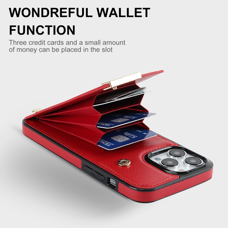 For iPhone 14 Pro Metal Buckle Card Slots Phone Case(Red) - free shipping - PMC TechLife - Order now!