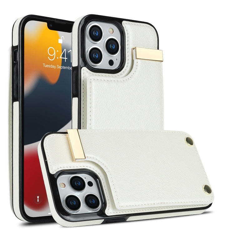 For iPhone 13 Pro Max Metal Buckle Card Slots Phone Case(White) - free shipping - PMC TechLife - Order now!
