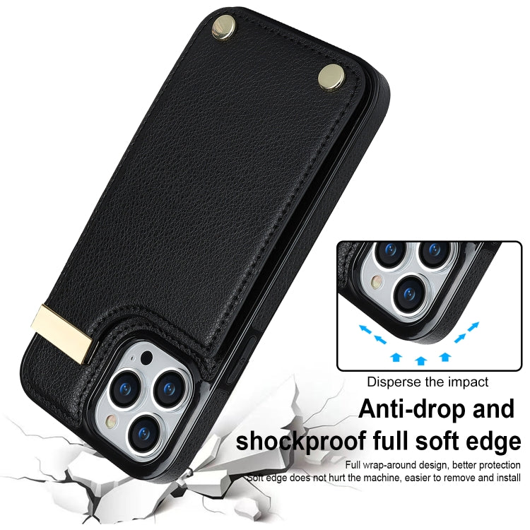 For iPhone 12 / 12 Pro Metal Buckle Card Slots Phone Case(Black) - free shipping - PMC TechLife - Order now!