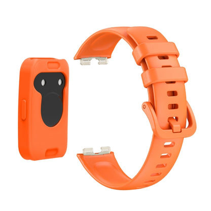 For Huawei Band 8 Silicone Protective Case + Silicone Watch Band Kit(Orange) - Watch Bands by PMC Jewellery | Online Shopping South Africa | PMC Jewellery