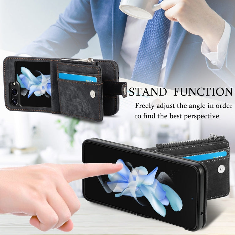 For Samsung Galaxy Z Flip5 Skin-feel PU Zipper Wallet Phone Case(Black) - free shipping - PMC TechLife - Order now!
