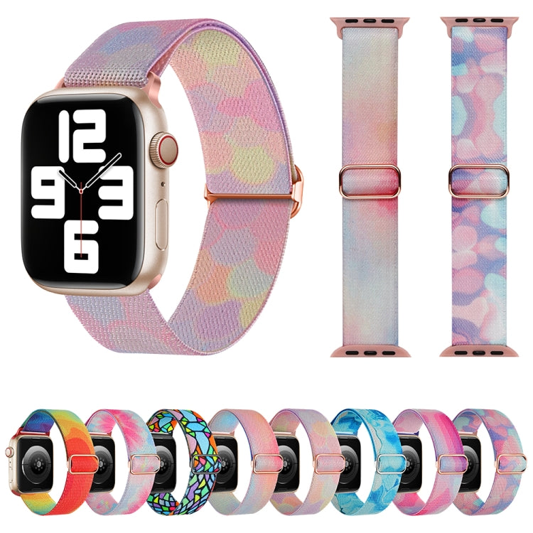 For Apple Watch 7 45mm Painted Pattern Nylon Replacement Watch Band(Flower Butterfly) - Watch Bands by PMC Jewellery | Online Shopping South Africa | PMC Jewellery