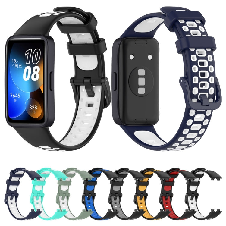For Huawei Band 8 Two Color Silicone Replacement Watch Band(Black Blue) - Watch Bands by PMC TechLife | Online Shopping South Africa | PMC TechLife