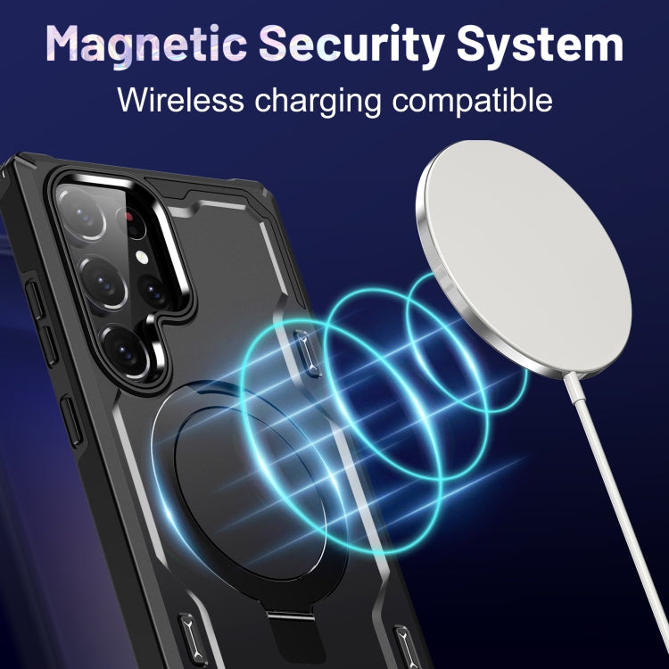 For Samsung Galaxy S23 5G Patronus MagSafe Magnetic Holder Phone Case(Black) - Galaxy S23 5G Cases by PMC TechLife | Online Shopping South Africa | PMC TechLife