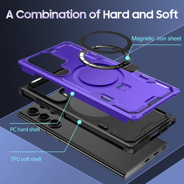 For Samsung Galaxy S23 5G Patronus MagSafe Magnetic Holder Phone Case(Purple) - Galaxy S23 5G Cases by PMC TechLife | Online Shopping South Africa | PMC TechLife