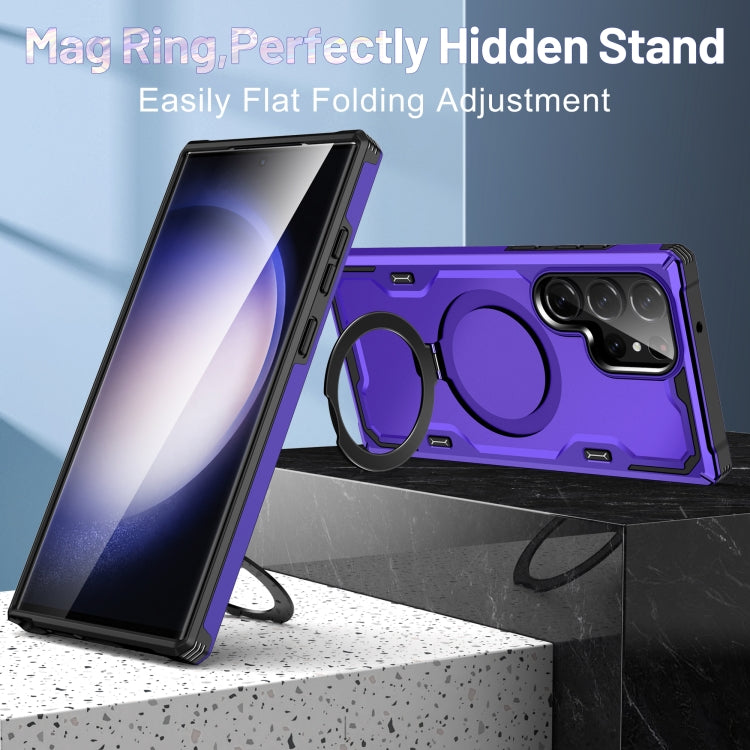 For Samsung Galaxy S23 5G Patronus MagSafe Magnetic Holder Phone Case(Purple) - Galaxy S23 5G Cases by PMC TechLife | Online Shopping South Africa | PMC TechLife