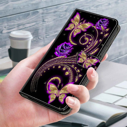 For Xiaomi Redmi 9A Crystal 3D Shockproof Protective Leather Phone Case(Purple Flower Butterfly) - Xiaomi Cases by PMC Jewellery | Online Shopping South Africa | PMC Jewellery