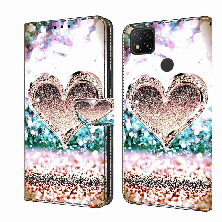 For Xiaomi Redmi 9C Crystal 3D Shockproof Protective Leather Phone Case(Pink Diamond Heart) - Xiaomi Cases by PMC Jewellery | Online Shopping South Africa | PMC Jewellery