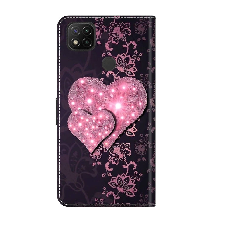 For Xiaomi Redmi 9C Crystal 3D Shockproof Protective Leather Phone Case(Lace Love) - Xiaomi Cases by PMC Jewellery | Online Shopping South Africa | PMC Jewellery