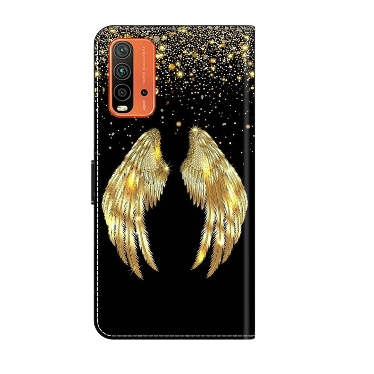 For Xiaomi Redmi 9T Crystal 3D Shockproof Protective Leather Phone Case(Golden Wings) - Xiaomi Cases by PMC Jewellery | Online Shopping South Africa | PMC Jewellery