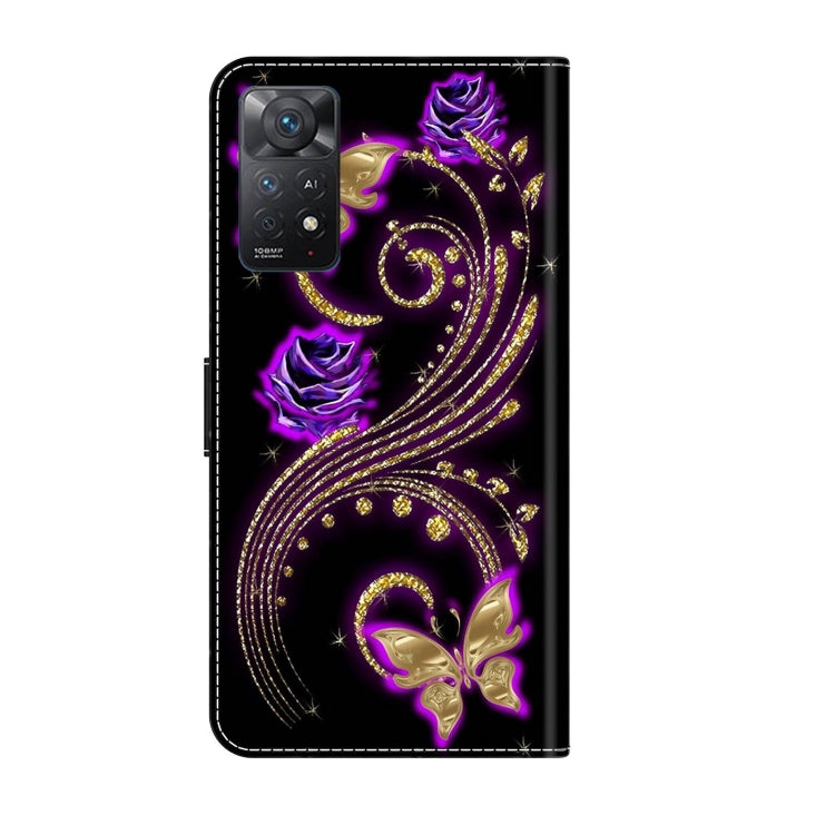 For Xiaomi Redmi Note 11 Pro 5G / 4G Global Crystal 3D Shockproof Protective Leather Phone Case(Purple Flower Butterfly) - Xiaomi Cases by PMC Jewellery | Online Shopping South Africa | PMC Jewellery