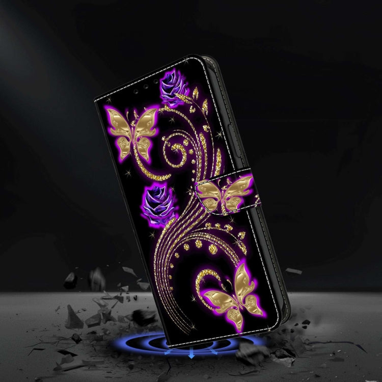 For Xiaomi Redmi Note 11 Pro 5G / 4G Global Crystal 3D Shockproof Protective Leather Phone Case(Purple Flower Butterfly) - Xiaomi Cases by PMC Jewellery | Online Shopping South Africa | PMC Jewellery