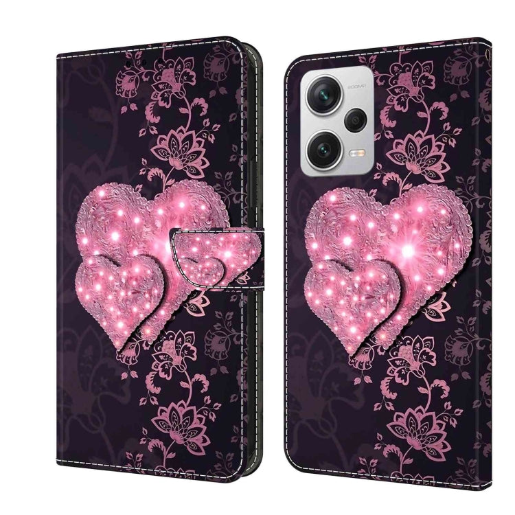 For Xiaomi Redmi Note 12 Pro+ Crystal 3D Shockproof Protective Leather Phone Case(Lace Love) - Xiaomi Cases by PMC Jewellery | Online Shopping South Africa | PMC Jewellery