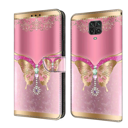 For Xiaomi Redmi Note 9 Pro Crystal 3D Shockproof Protective Leather Phone Case(Pink Bottom Butterfly) - Xiaomi Cases by PMC Jewellery | Online Shopping South Africa | PMC Jewellery