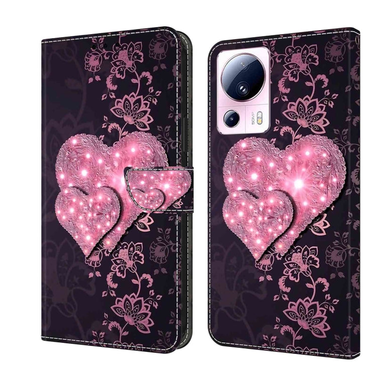 For Xiaomi 13 Lite Crystal 3D Shockproof Protective Leather Phone Case(Lace Love) - 13 Lite Cases by PMC Jewellery | Online Shopping South Africa | PMC Jewellery