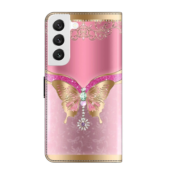 For Samsung Galaxy S22 Crystal 3D Shockproof Protective Leather Phone Case(Pink Bottom Butterfly) - free shipping - PMC TechLife - Order now!