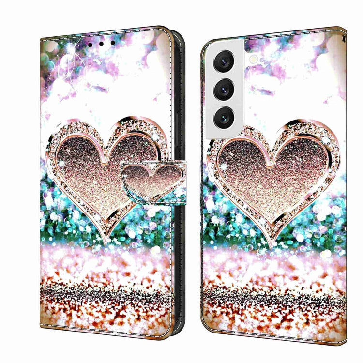 For Samsung Galaxy S22 Crystal 3D Shockproof Protective Leather Phone Case(Pink Diamond Heart) - free shipping - PMC TechLife - Order now!