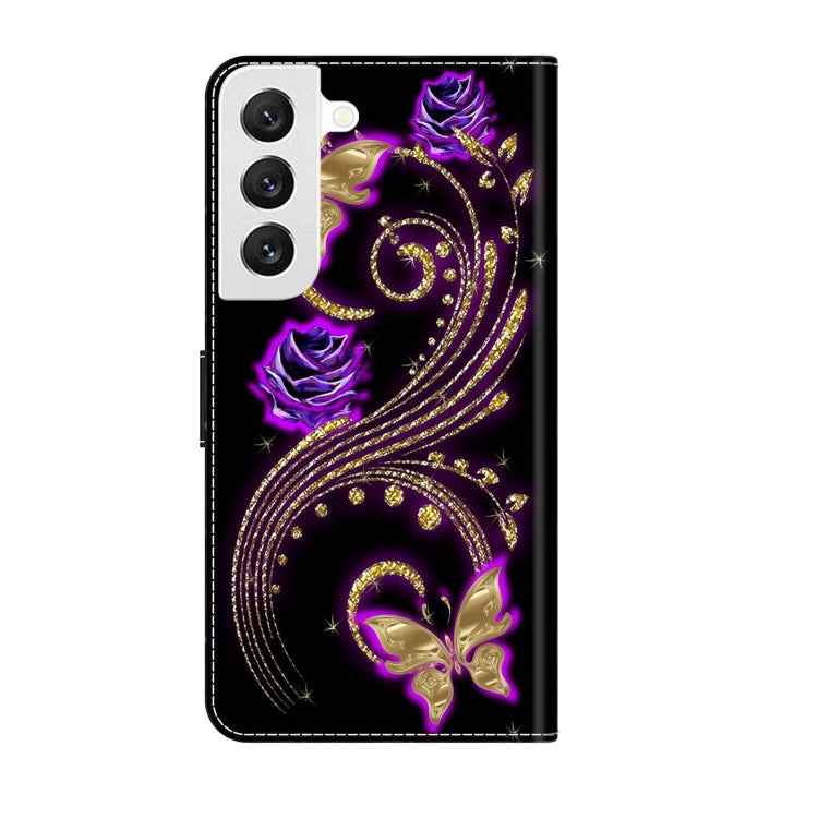 For Samsung Galaxy S22 Crystal 3D Shockproof Protective Leather Phone Case(Purple Flower Butterfly) - free shipping - PMC TechLife - Order now!