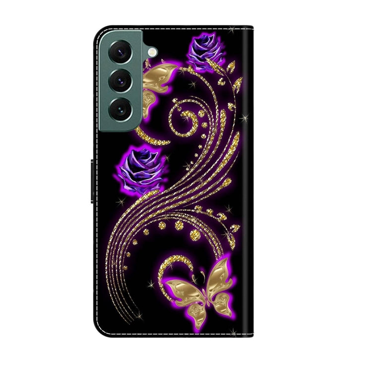 For Samsung Galaxy S22+ Crystal 3D Shockproof Protective Leather Phone Case(Purple Flower Butterfly) - free shipping - PMC TechLife - Order now!