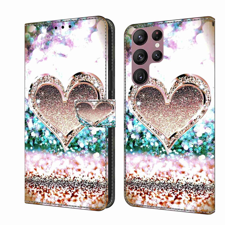 For Samsung Galaxy S22 Ultra Crystal 3D Shockproof Protective Leather Phone Case(Pink Diamond Heart) - free shipping - PMC TechLife - Order now!