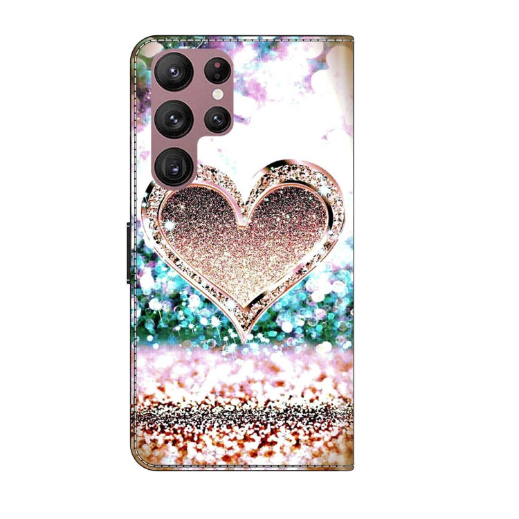 For Samsung Galaxy S22 Ultra Crystal 3D Shockproof Protective Leather Phone Case(Pink Diamond Heart) - free shipping - PMC TechLife - Order now!