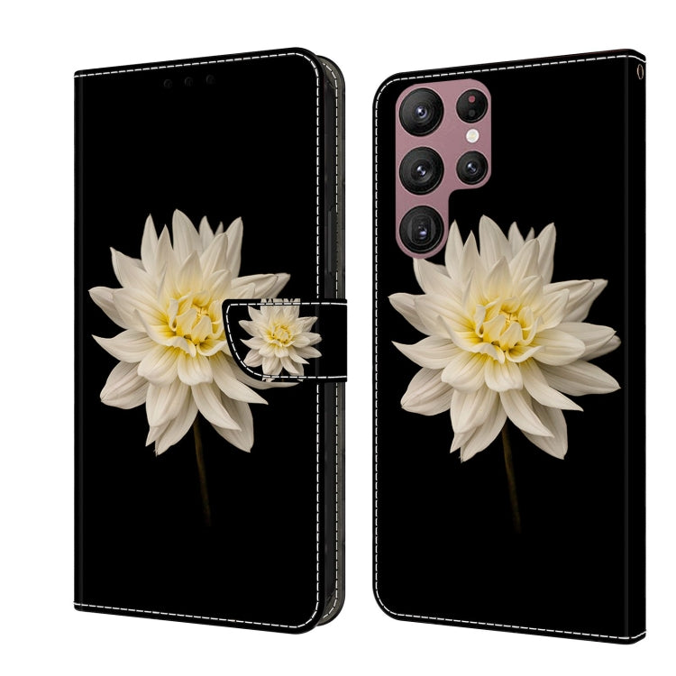 For Samsung Galaxy S22 Ultra Crystal 3D Shockproof Protective Leather Phone Case(White Flower) - free shipping - PMC TechLife - Order now!