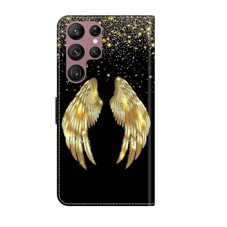 For Samsung Galaxy S22 Ultra Crystal 3D Shockproof Protective Leather Phone Case(Golden Wings) - free shipping - PMC TechLife - Order now!