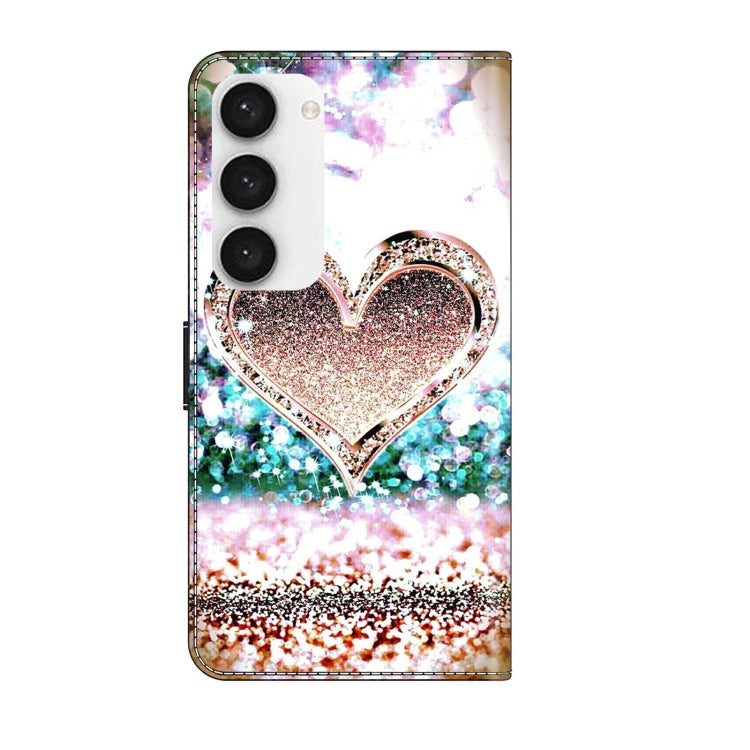 For Samsung Galaxy S23 Crystal 3D Shockproof Protective Leather Phone Case(Pink Diamond Heart) - free shipping - PMC TechLife - Order now!