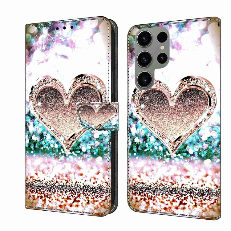 For Samsung Galaxy S23 Ultra Crystal 3D Shockproof Protective Leather Phone Case(Pink Diamond Heart) - free shipping - PMC TechLife - Order now!