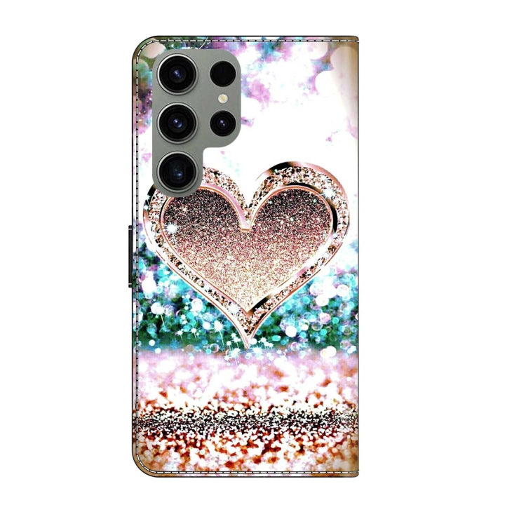 For Samsung Galaxy S23 Ultra Crystal 3D Shockproof Protective Leather Phone Case(Pink Diamond Heart) - free shipping - PMC TechLife - Order now!