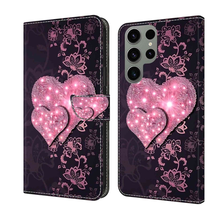 For Samsung Galaxy S23 Ultra Crystal 3D Shockproof Protective Leather Phone Case(Lace Love) - free shipping - PMC TechLife - Order now!