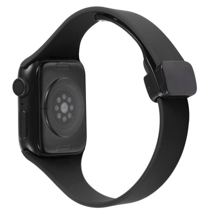 For Apple Watch Ultra 49mm Magnetic Buckle Slim Silicone Watch Band(Black) - Watch Bands by PMC Jewellery | Online Shopping South Africa | PMC Jewellery