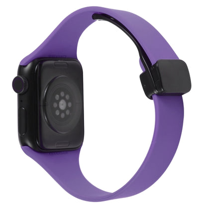 For Apple Watch Ultra 49mm Magnetic Buckle Slim Silicone Watch Band(Dark Purple) - Watch Bands by PMC Jewellery | Online Shopping South Africa | PMC Jewellery