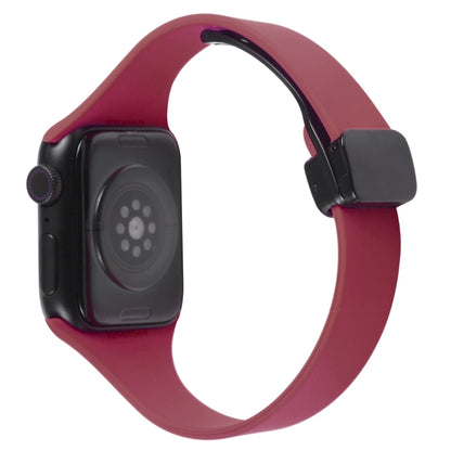 For Apple Watch 8 41mm Magnetic Buckle Slim Silicone Watch Band(Wine Red) - Watch Bands by PMC Jewellery | Online Shopping South Africa | PMC Jewellery