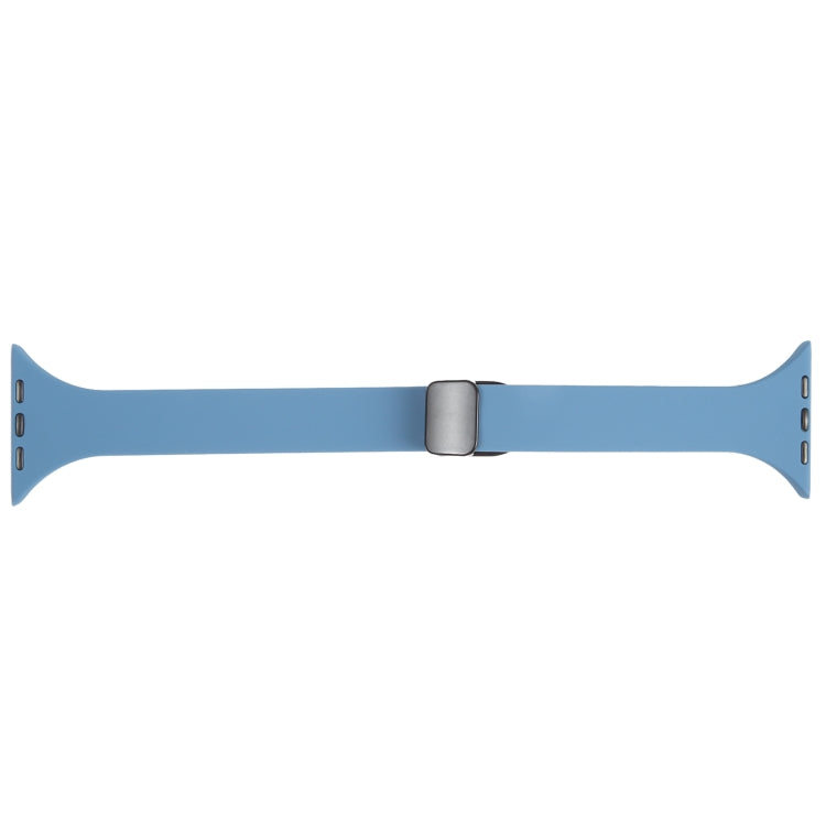 For Apple Watch 8 41mm Magnetic Buckle Slim Silicone Watch Band(Blue) - Watch Bands by PMC Jewellery | Online Shopping South Africa | PMC Jewellery